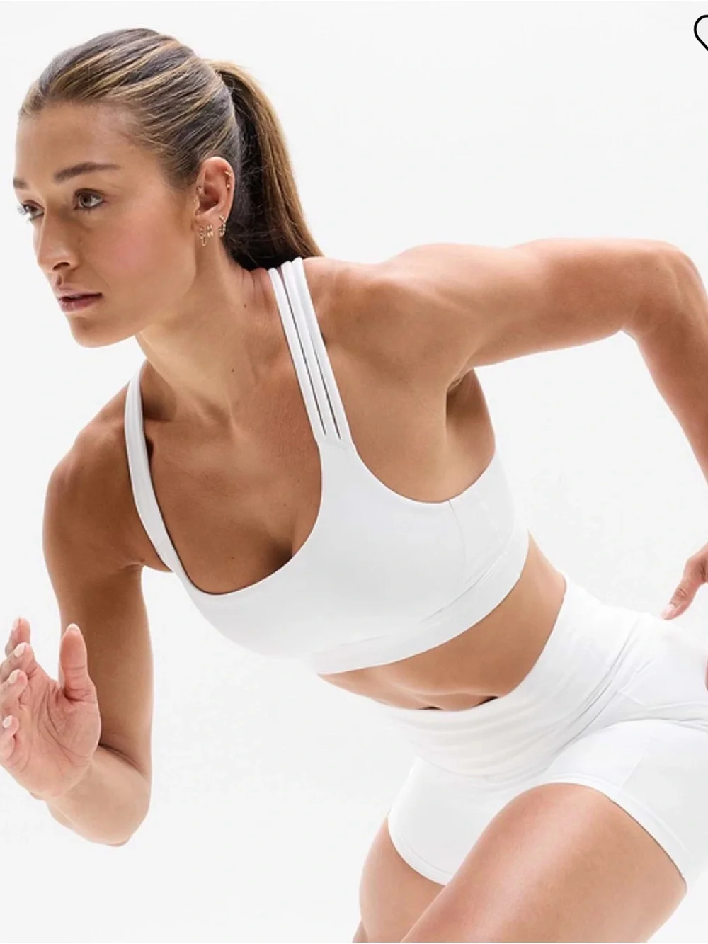 Athleta Train Free A-C White Strappy Crisscross Back Sports Bra